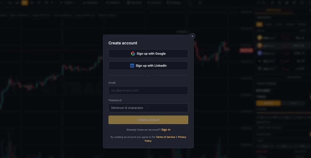  the sign-up page charts